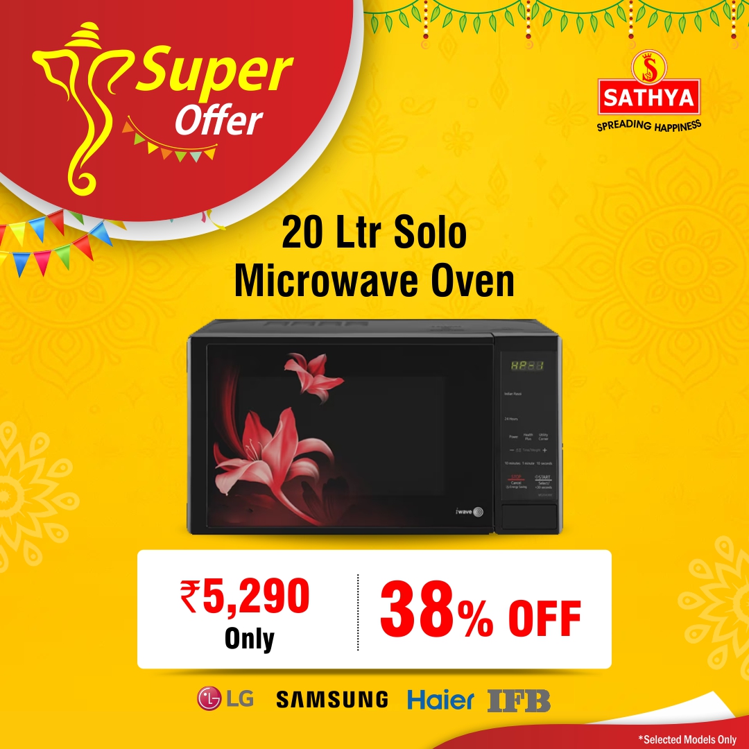 🍱✨ Cook Smart this Festive Season!
 Microwave Ovens @ SATHYA – Up to 38% OFF 🎉
 📍 Tamil Nadu &amp; Kerala Only | 🛒 bit.ly/3HspOjG
 #OvenOffer #SmartCooking #FestiveDeals