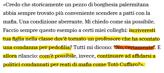 FraSRo1's tweet image. Parlando di #Mafia, #Pizzo e #Politica...
Questa mentalità non riguarda solo la #Sicilia, c'è una fetta importante di elettorato italiano facilmente circuibile e incompetente che non sceglie ma si lascia scegliere.