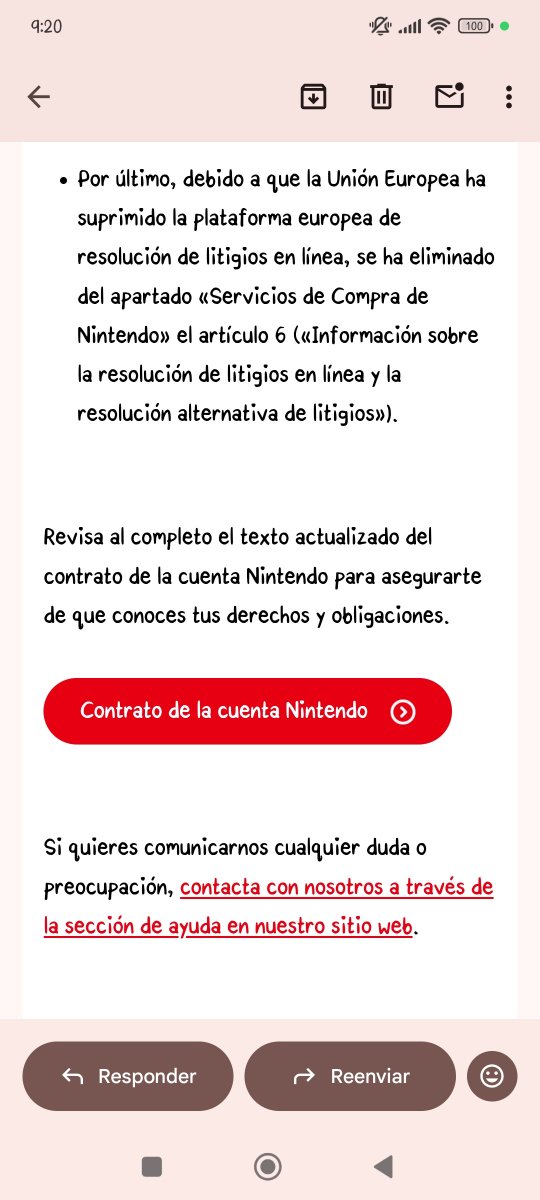 Cositas que cambian en el contrato de la Cuenta Nintendo (para Europa).