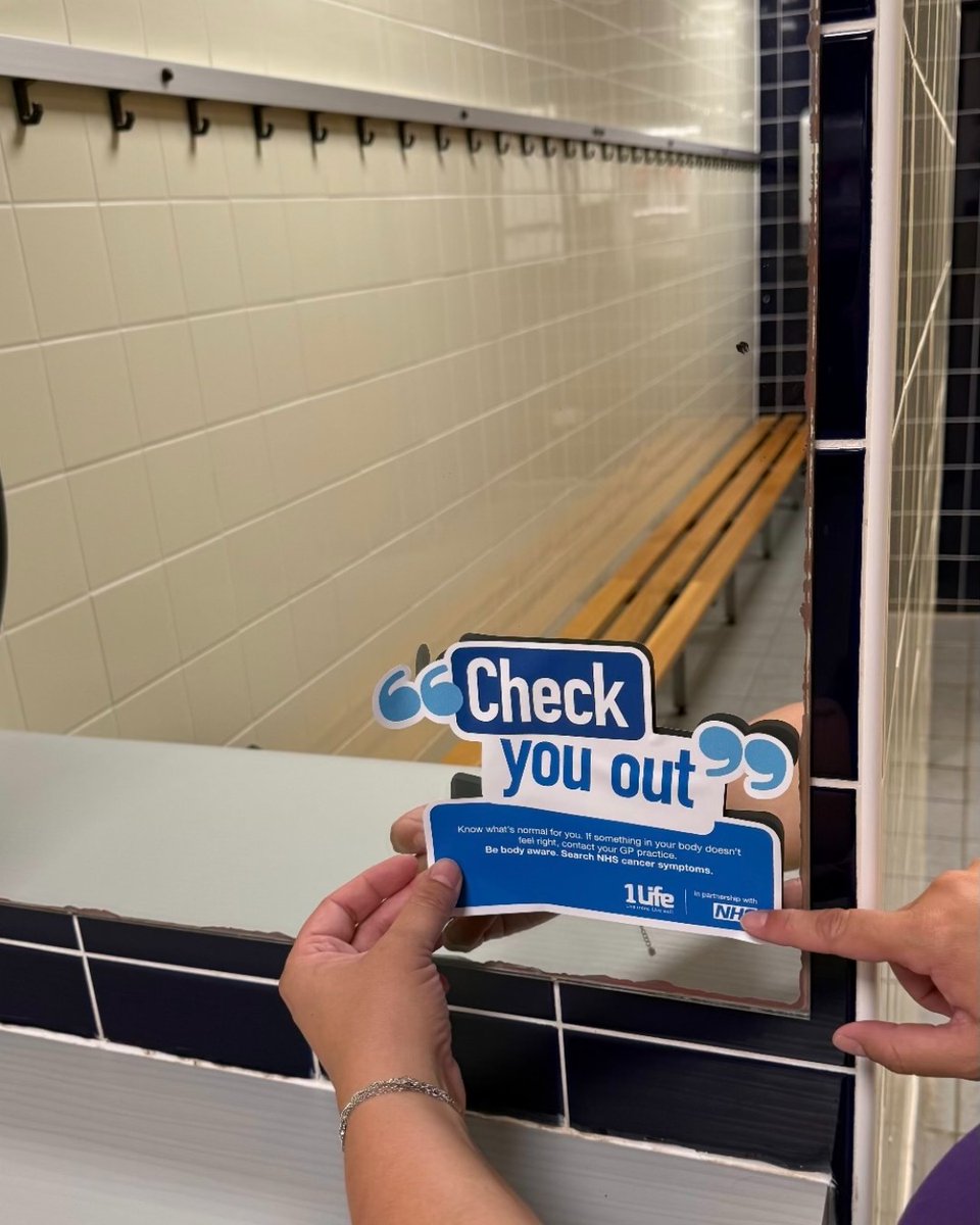 Check you out!

We’ve partnered with @parkwoodleisure gyms to put life-saving cancer awareness stickers on mirrors in changing rooms and bathrooms.

These stickers encourage you to contact your GP if you spot something in your body doesn’t feel right.

ℹ️ nhs.uk/conditions/can…