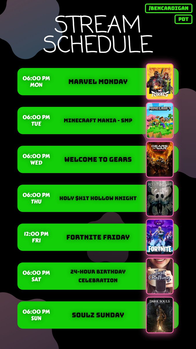 BenCardigan's tweet image. Nothing like a mid-week schedule drop. TUNE IN AND TURN UP