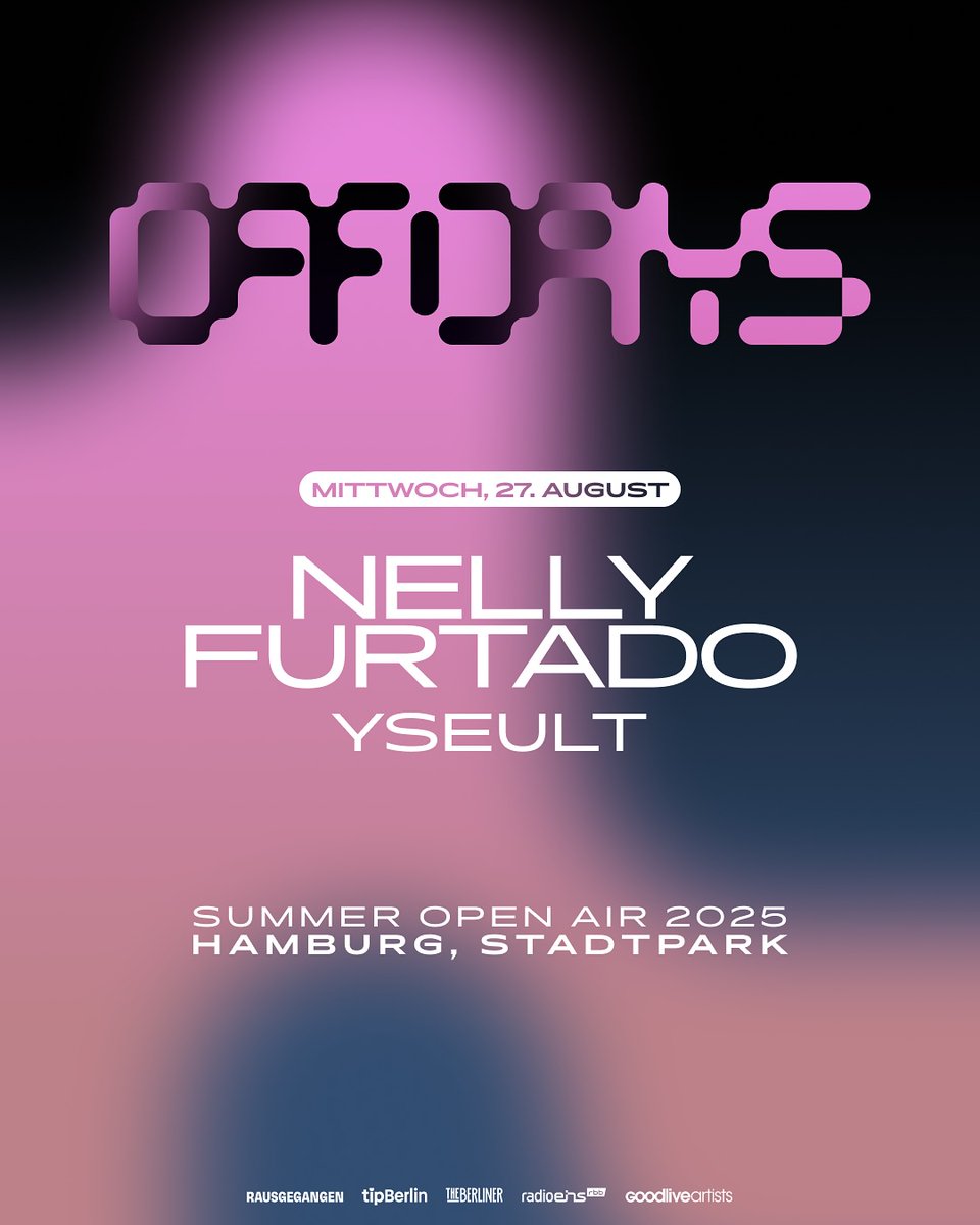 SUMMER TOUR - Nelly Furtado sera ce soir au festival Off Days, à Hambourg en Allemagne 🇩🇪
Nelly Furtado France sera présent ce soir pour vous partager photos, vidéos et setlist du concert