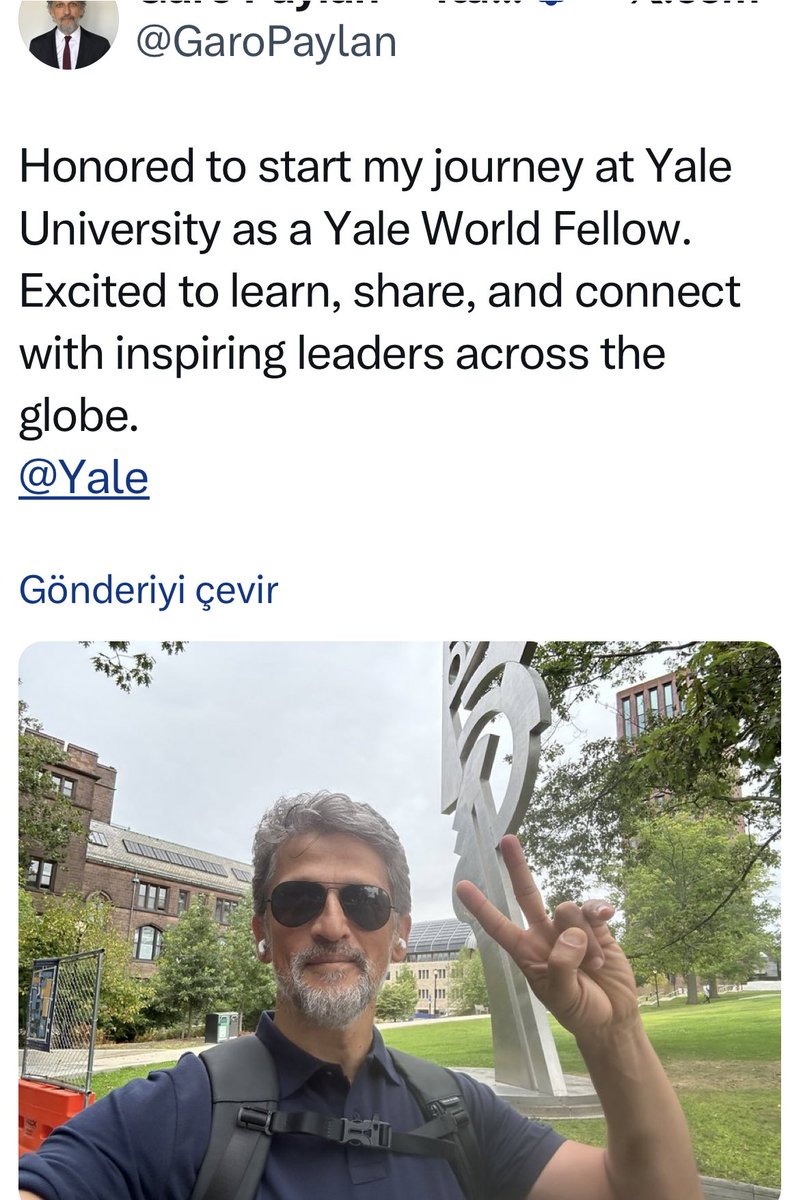 AvMuge's tweet image. Garo Paylan ile gurur duymamak elde değil?! Vaktiyle Yeşilköy Ermeni Okulu müdürüyken nerelere… İnanılmaz bir kariyer savrulmasıyla önce milletvekilliği, şimdi ise Yale Üniversite’ne World Fellows Programına bursiyer olarak seçilmiş?!  Yükselen küresel liderlere yönelik…