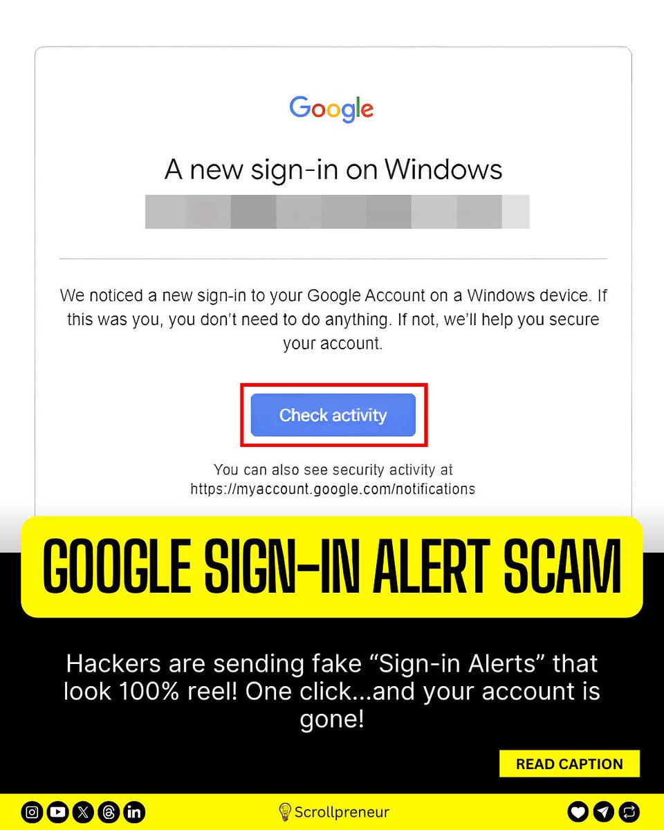 scrollpreneur's tweet image. Beware people!!! 

#googlescam #hackers #googleaccount #google #phishing