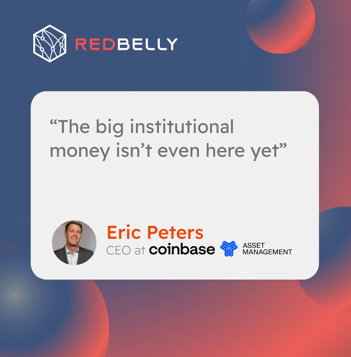 “The big institutional money isn’t even here yet.” – Eric Peters, Coinbase AM.

What we’ve seen so far is only the warm-up. 

When Superannuation (Pensions funds), sovereign wealth, and asset managers step in, the scale of capital flowing into digital assets will transform