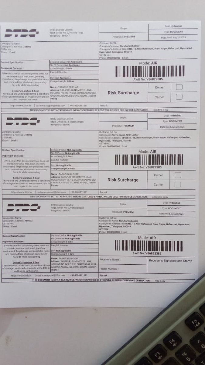 Laskar92's tweet photo. @DTDCIndia, @RailwaySeva - Parcel Services will be Charging Fine as You are not Delivering My Motorcycle Key &amp; Receipt on Time. I have to take the Delivery of My Motorcycle at the earliest. Will You Pay the Fine?

Product: Premium
Mode: Air
AWB No: V86822385 https://t.co/U2T20XAAqr