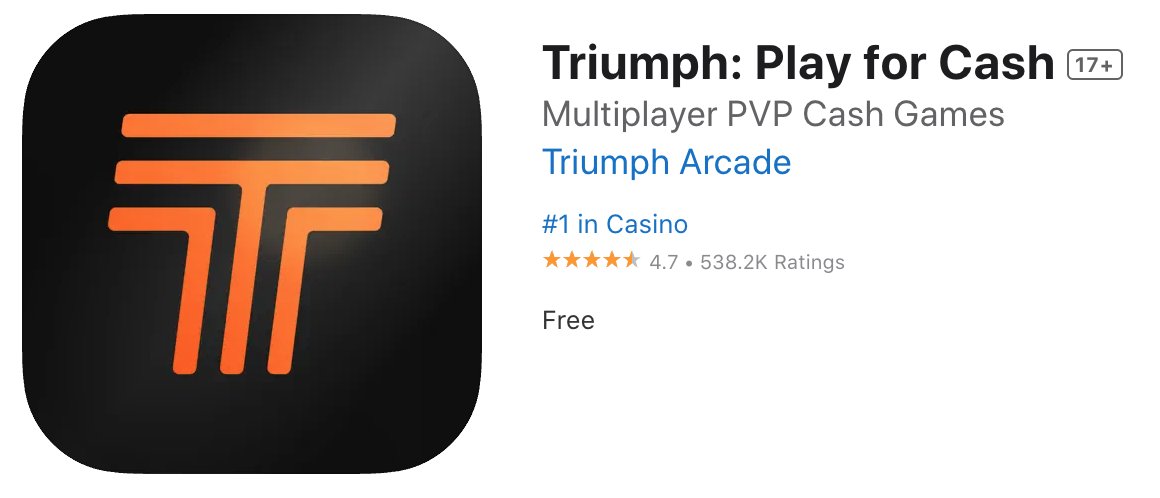Been thinking lately that skill-based real money gaming will be the catalyst for crypto consumer

Direct speculation, trading, and gambling has both degenerate stigma and compliance hurdles that limit wide spread adoption.

But companies like Triumph have proven insane reach and