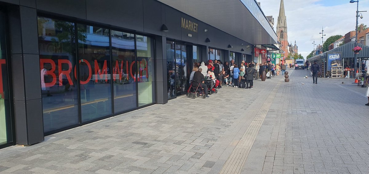 The queues are building outside the new West Bromwich market ahead of its first day of opening.