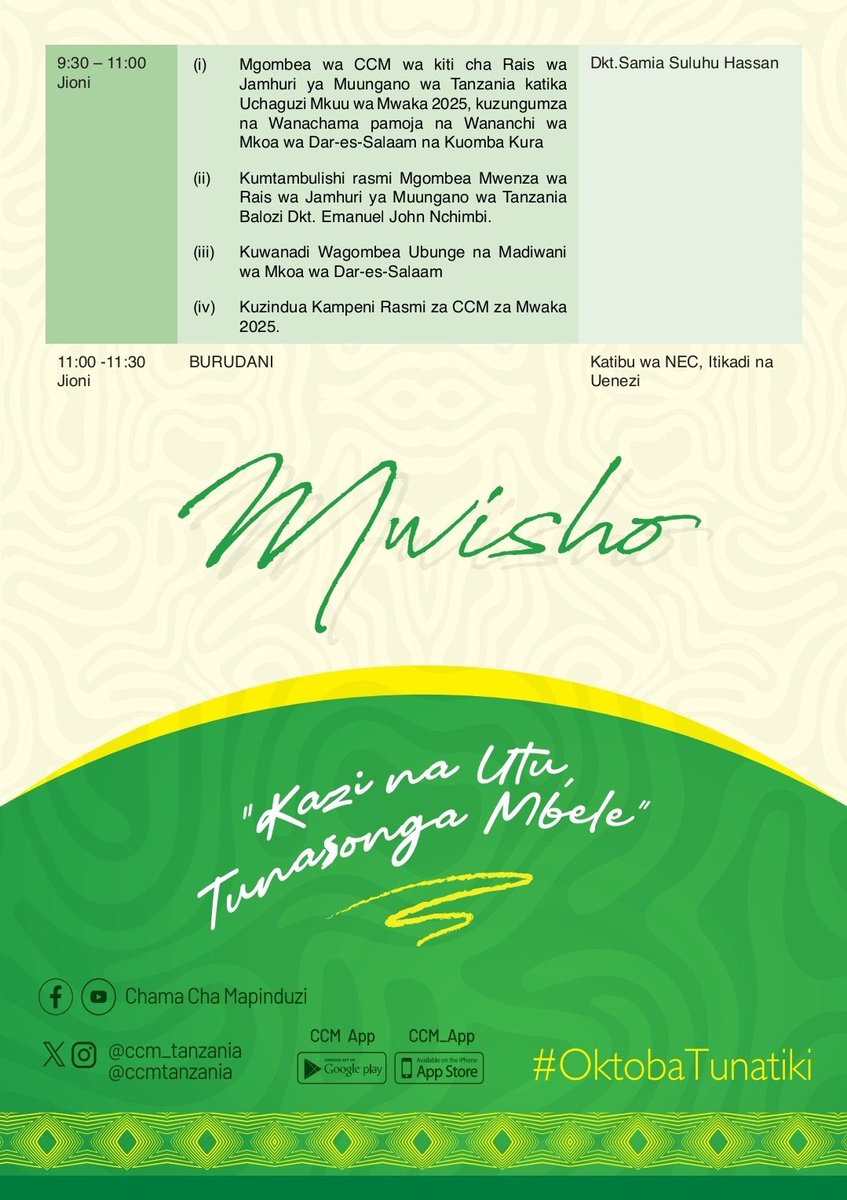 HAYA KAZI IANZE SASA....