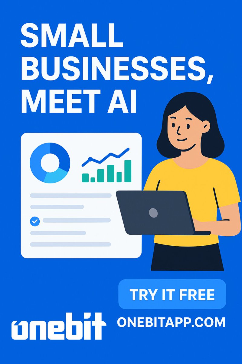 ONEBIT_INC's tweet photo. AI isn’t just for big players—small businesses can now forecast cash flow, track expenses &amp; detect fraud with ease. ONEBIT is your AI financial assistant that connects to banks &amp; POS systems to simplify money. 
#SmallBiz #AI #Fintech 
https://t.co/qnD8F29qO8 https://t.co/yL2nihS8XX