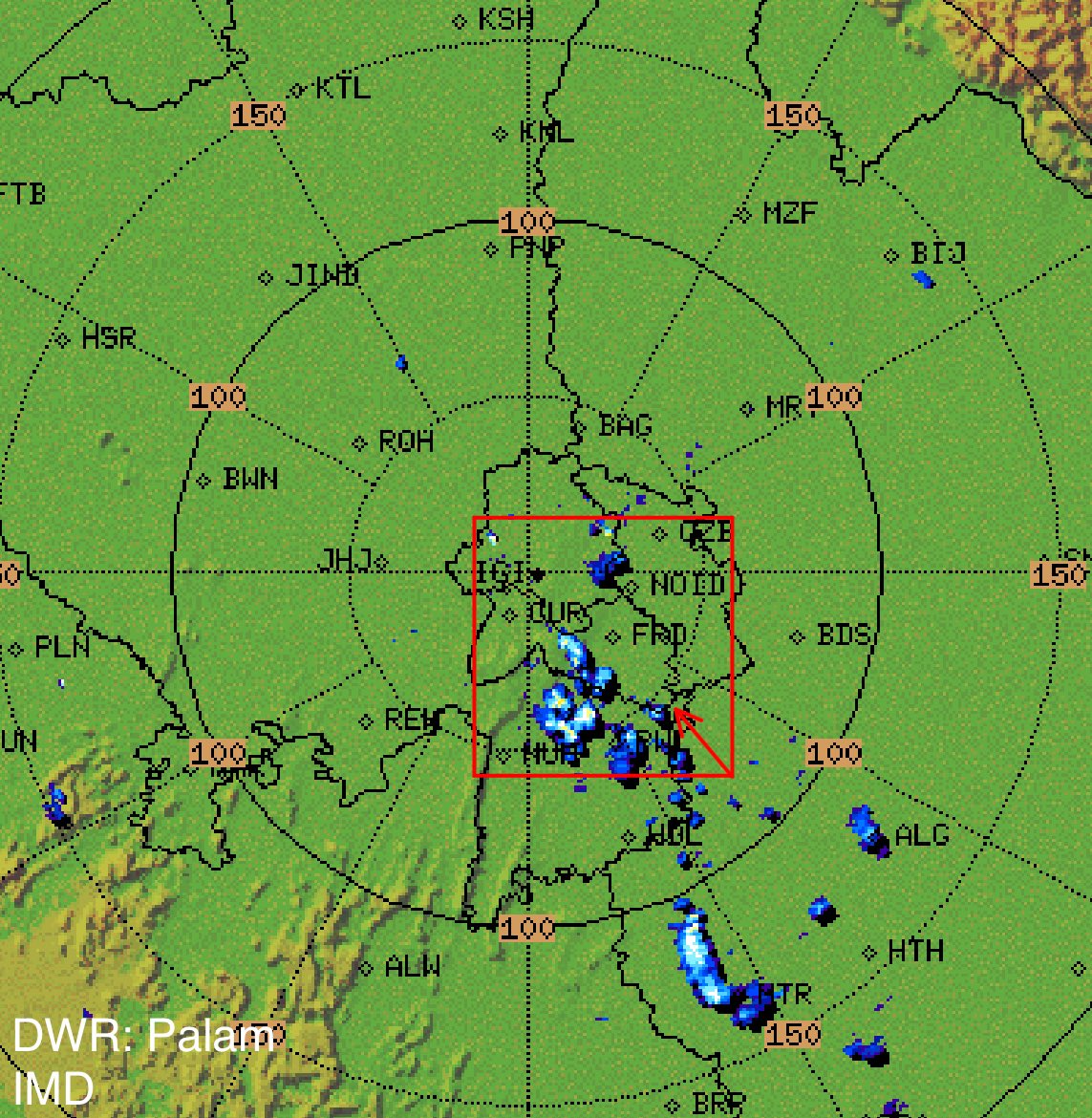 indiametsky's tweet image. Nowcast-1
Various areas of #Palwal, #Nuh, #Faridabad, #Delhi, #Noida, #Gurgaon, #Ghaziabad, #EastDelhi, #Sonipat to get isolated to scattered moderate to intense short spells in next 2 hours.

•Other areas to get isolated drizzles or light rains. 
#DelhiRains