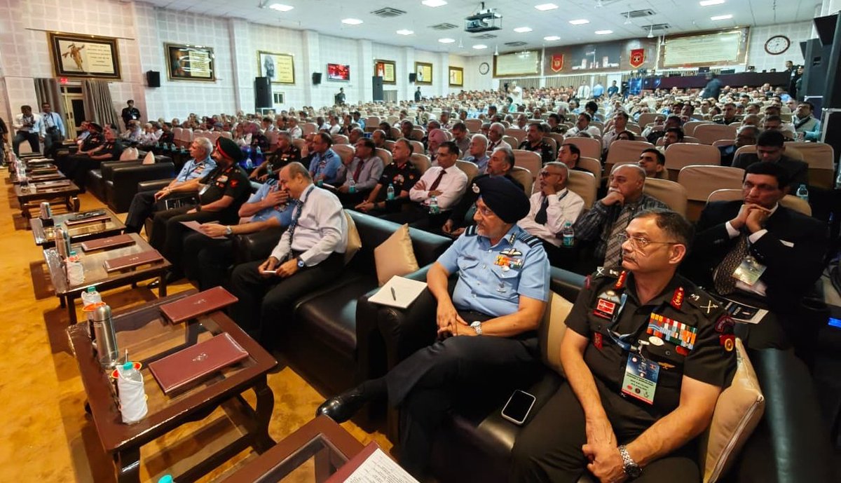 HQ_IDS_India's tweet photo. #RANSAMWAD2025

Day 2 begins with Lt Gen NS Sarna, Commandant School of Artillery #IndianArmy, deliberating on 'Integrating Technology for Warfighting Through Training Initiatives'. He highlights the need for adaptive and agile training ecosystems that keep pace with disruptive technologies to ensure soldiers are future-ready.
Calling for a doctrinal shift to redefine Basic Military Training to include Drones, Cyber Security, Defensive EW and Information Warfare, he suggests that the Training Establishments should become Technology Training hubs. He emphasises how simulation driven curricula, #AI wargaming and joint training initiatives can transform institutionalised learning, while recommending creation of a national Military Digital Knowledge repository. 

#MilitaryTraining
#FutureWarfare

@DefenceMinIndia 
@SethSanjayMP 
@GoI_MeitY 
@IndiaDST  
@DRDO_India  
@DefProdnIndia