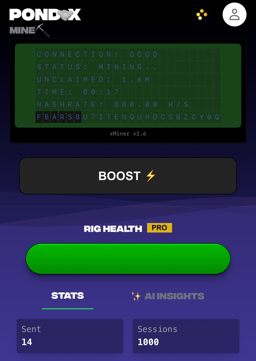 KEEP MINING ⛏️ ANON 

1,000 sessions ✅

Pond0x.com
MORE SWAPS ♻️ MORE DROPS