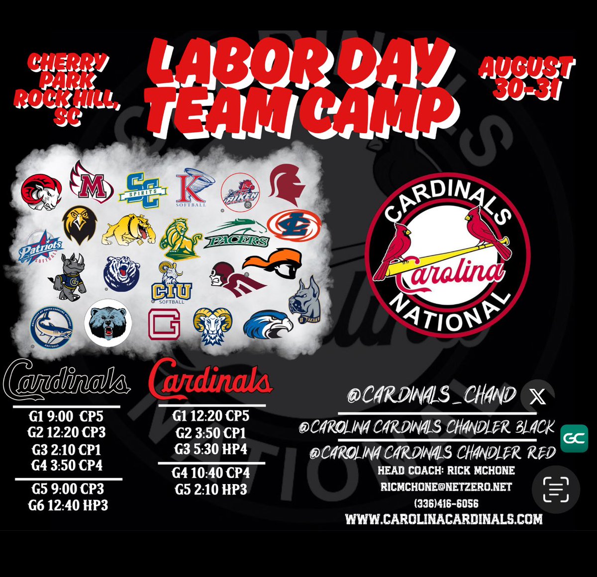 I am excited to be back on the field this weekend! We are in Rock Hill, SC. Come watch us! <a href="/cardinals_chand/">Carolina Cardinals Chandler</a> <a href="/CoachKayleigh20/">Kayleigh Jonas</a> <a href="/UNCSoftball/">Carolina Softball</a> <a href="/Winthropsoftbal/">Winthrop Softball</a> <a href="/CharlotteSB/">Charlotte Softball</a> <a href="/CoachMoWyatt/">Morgan Wyatt</a> <a href="/Coach_Charissa/">Charissa Duncan</a>