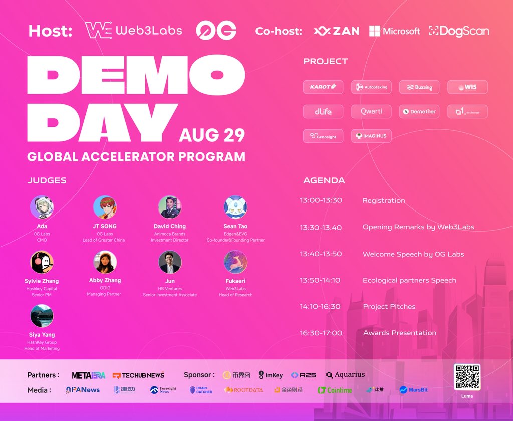 Web3Labs.club🇭🇰🌍 (@web3labsclub) on Twitter photo Web3Labs x 0G Labs Accelerator Program DEMODAY · Hong Kong
🏆Host: <a href="/Web3LabsClub/">Web3Labs.club🇭🇰🌍</a> ,@0g_labs
🏆Co-host: <a href="/zan_team/">ZAN</a> ,<a href="/Azure/">Microsoft Azure</a> ,<a href="/DogScan_xyz/">DogScan</a>
🤝Partners: <a href="/MetaEraCN/">ME中文</a> ,<a href="/Techub_News/">Techub News</a>
🍻Sponsor: <a href="/BijiewangCrypto/">币界网</a> ,<a href="/imKeyOfficial/">imKey 硬件钱包|Hardware Wallet</a> ,<a href="/R25Official/">R25</a> ,<a href="/aquarius/">Aquarius</a>
🤝We are pleased to join hands Web3Labs x 0G Labs Accelerator Program DEMODAY · Hong Kong
🏆Host: <a href="/Web3LabsClub/">Web3Labs.club🇭🇰🌍</a> ,@0g_labs
🏆Co-host: <a href="/zan_team/">ZAN</a> ,<a href="/Azure/">Microsoft Azure</a> ,<a href="/DogScan_xyz/">DogScan</a>
🤝Partners: <a href="/MetaEraCN/">ME中文</a> ,<a href="/Techub_News/">Techub News</a>
🍻Sponsor: <a href="/BijiewangCrypto/">币界网</a> ,<a href="/imKeyOfficial/">imKey 硬件钱包|Hardware Wallet</a> ,<a href="/R25Official/">R25</a> ,<a href="/aquarius/">Aquarius</a>
🤝We are pleased to join hands