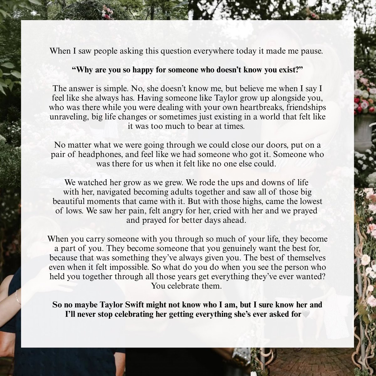caitlynโธโธ๐ค (@swiftcanadian13) on Twitter photo โWhy are you so happy for someone who doesnโt know you exist?โ
This is why. ๐ฅบ
<a href="/taylornation13/">Taylor Nation</a> <a href="/taylorswift13/">Taylor Swift</a> โWhy are you so happy for someone who doesnโt know you exist?โ
This is why. ๐ฅบ
<a href="/taylornation13/">Taylor Nation</a> <a href="/taylorswift13/">Taylor Swift</a>