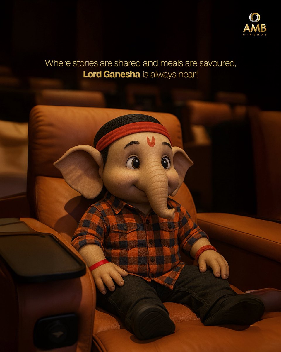 Who better than Lord Ganesha to be your ultimate foodie and movie buddy! 🥟🍿✨
#HappyGaneshChaturthi 🙏

#GaneshChaturthi #GaneshChaturthi2025 #GanapatiBappaMorya #AMBCinemas