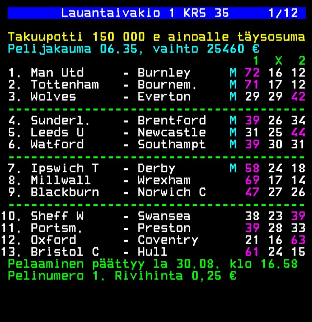 #Vakio #Veikkaus #jalkapallo ⚽ 
Lauantaivakio 1