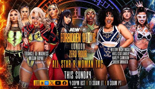 RyanDooks's tweet photo. A great match from #AEWForbiddenDoor was the all star 8-Woman tag match. Hard hitting, action packed, the division is outstanding! @meganbayne @callmekrisstat @willowwrestles @toxic_thekla @amisylle @Skyebyee @TheJuliaHart @harleycameron_ #AEW https://t.co/XnjNmU9GaZ