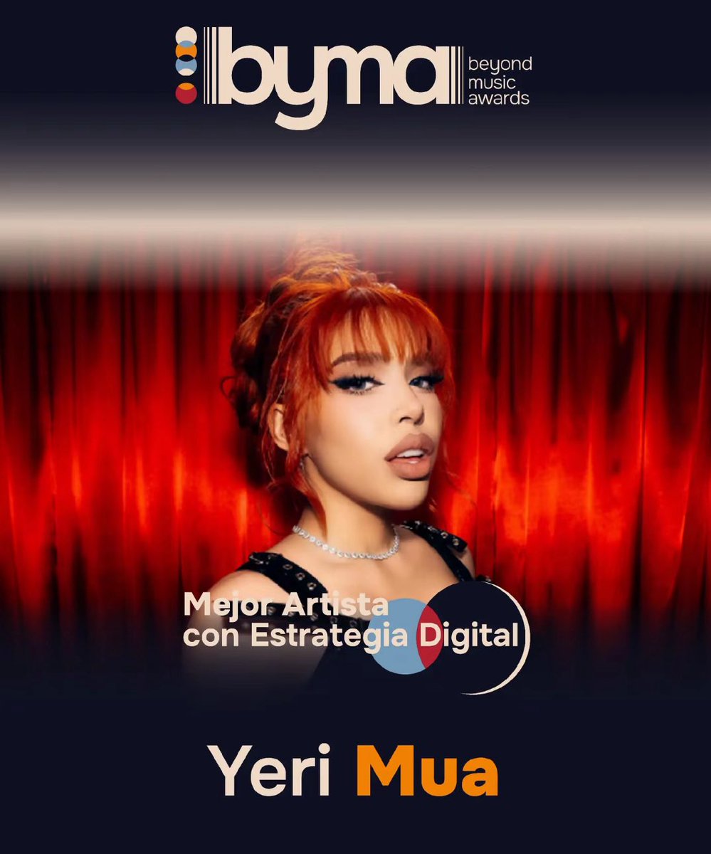 YeriMuaNation's tweet photo. .@YeriMua es ganadora de la categoria
“Mejor Artista Con Estrategia Digital” en los Beyond Music Awards. https://t.co/UedaPNCwDt