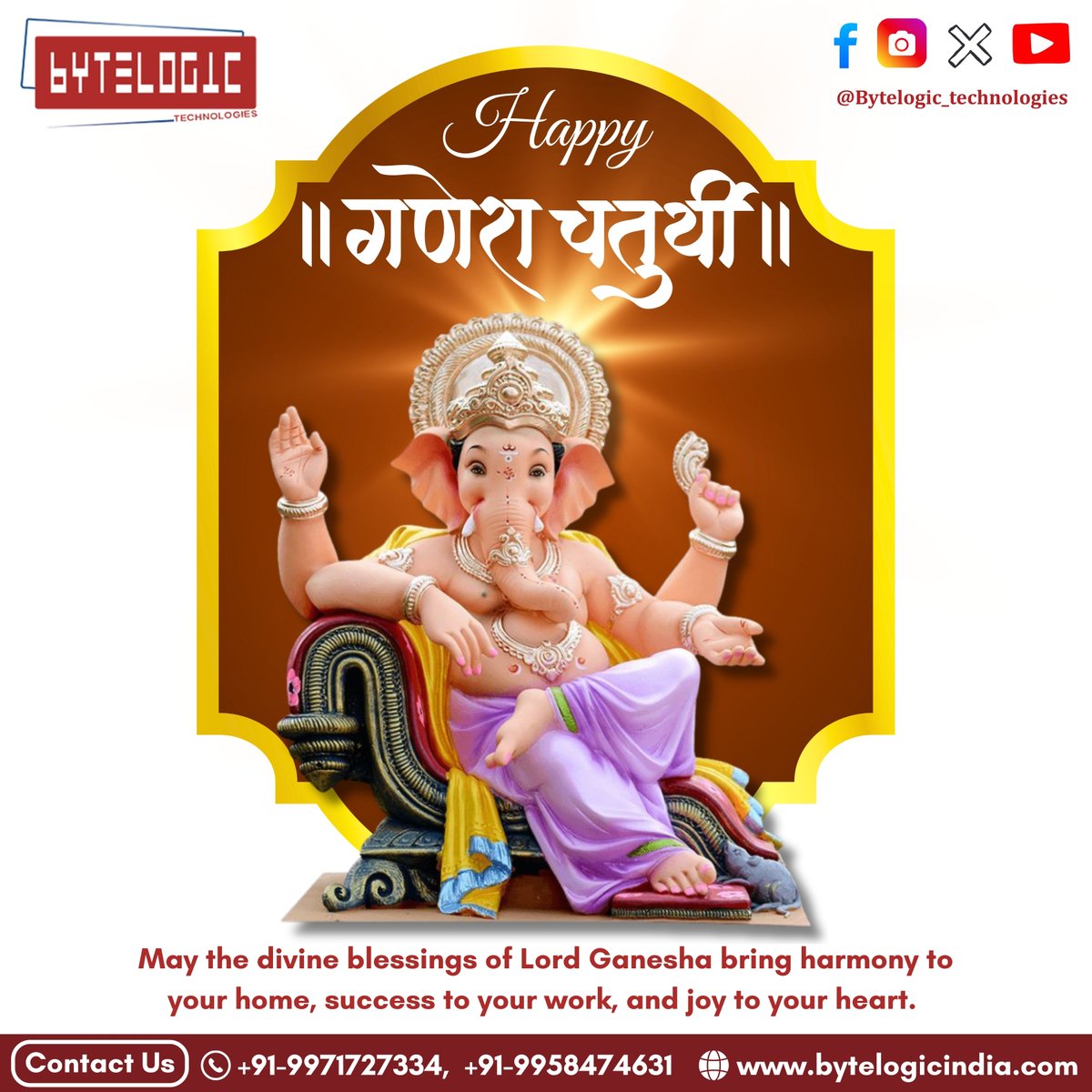 BytelogicTech's tweet image. ✨🙏 Wishing you all a very Happy Ganesh Chaturthi! 🙏✨
May Lord Ganesha bless you with wisdom, prosperity, and happiness. 🪔🐘💫
Let’s celebrate this festival with devotion, joy, and positivity. 🌸

#GaneshChaturthi #GanpatiBappaMorya #BytelogicTechnologies