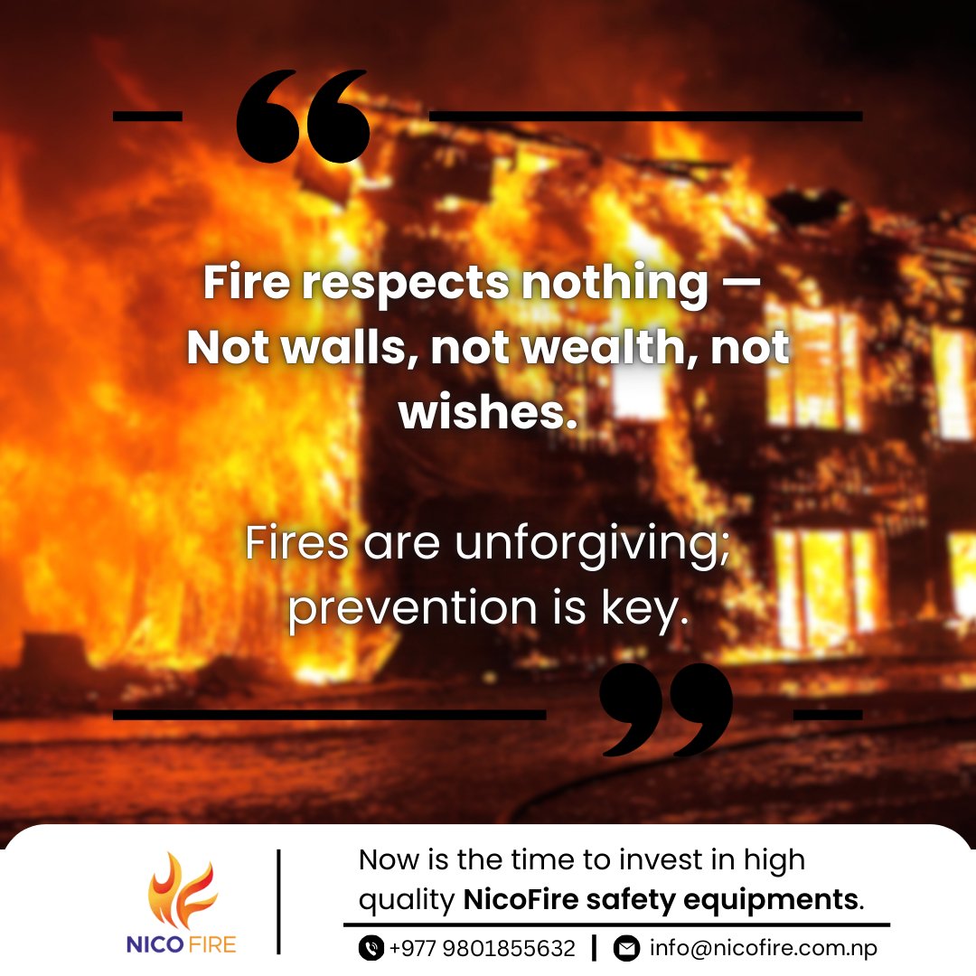 nicofire_'s tweet photo. 🔥 𝐅𝐢𝐫𝐞 𝐬𝐡𝐨𝐰𝐬 𝐧𝐨 𝐦𝐞𝐫𝐜𝐲.
It doesn’t wait, it doesn’t choose — it destroys everything in its path.
👉 𝐓𝐡𝐞 𝐨𝐧𝐥𝐲 𝐬𝐡𝐢𝐞𝐥𝐝 𝐢𝐬 𝐩𝐫𝐞𝐯𝐞𝐧𝐭𝐢𝐨𝐧.

#nicofire #firesafetynepal #firesafetyequipment #firesafetyawareness #fireextinguisher #BePrepared #besafe https://t.co/mmm1ZspfiO