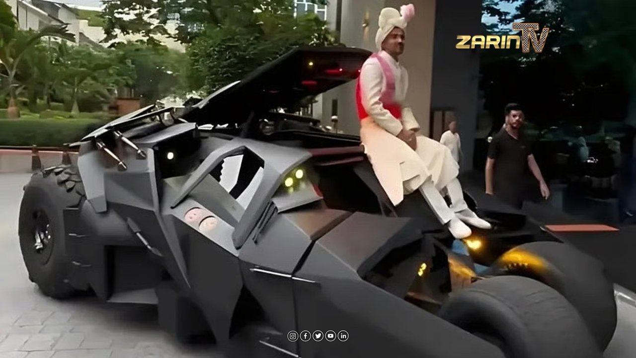 داماد هندی با Batmobile به عروسی خود آمد و مهمان ها شگفت زده کرد