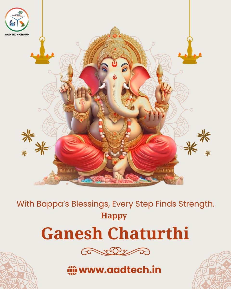 TechAad's tweet image. Welcoming Wisdom. Celebrating New Beginnings.
This Ganesh Chaturthi, may Lord Ganesha remove obstacles, inspire fresh ideas, and guide every step of your journey.
Wishing you and your loved ones joy, devotion, and new beginnings.
#AADTech #GaneshChaturthi2025 #GanpatiBappaMorya
