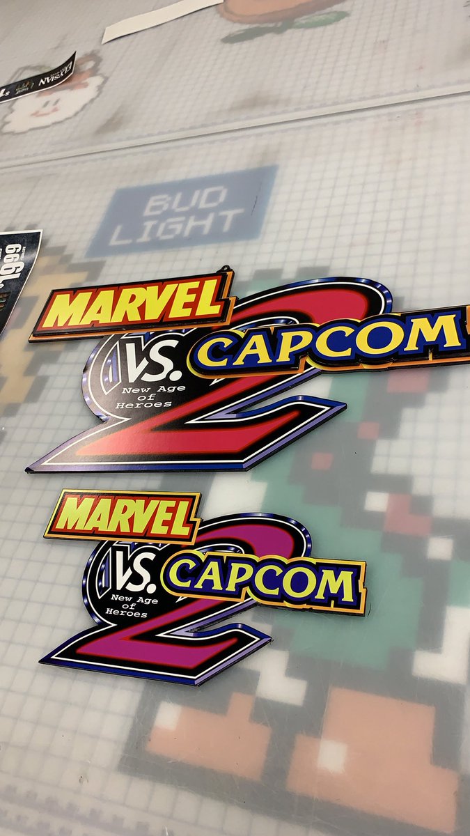 I printed and hand cut the MVC2 logo on foam board  way back in 2019. So many people wanted to buy them off me 😁 #mvc2 #marvelvscapcom2 #retrogamer #arcades