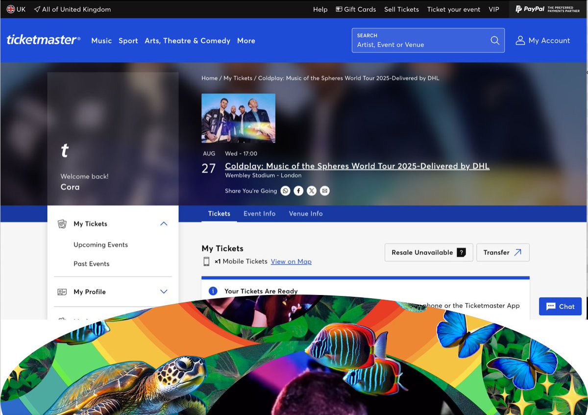 FlyWithinDreams's tweet photo. Free Coldplay Ticket – Wembley, Today, 27 August 2025 🎶✨I have one ticket available for a true, real Coldplay fan, like me. Sadly, I can’t go and it breaks my heart. 💔 If you’re interested, please send me your email address and a quick verification that you’re a real person. I’ll transfer the ticket to you through @TicketmasterUK @coldplayaccess @coldcharts @coldplayxtra @forumcoldplay @coldplaytour_ @ColdplayUK_ @coldplay