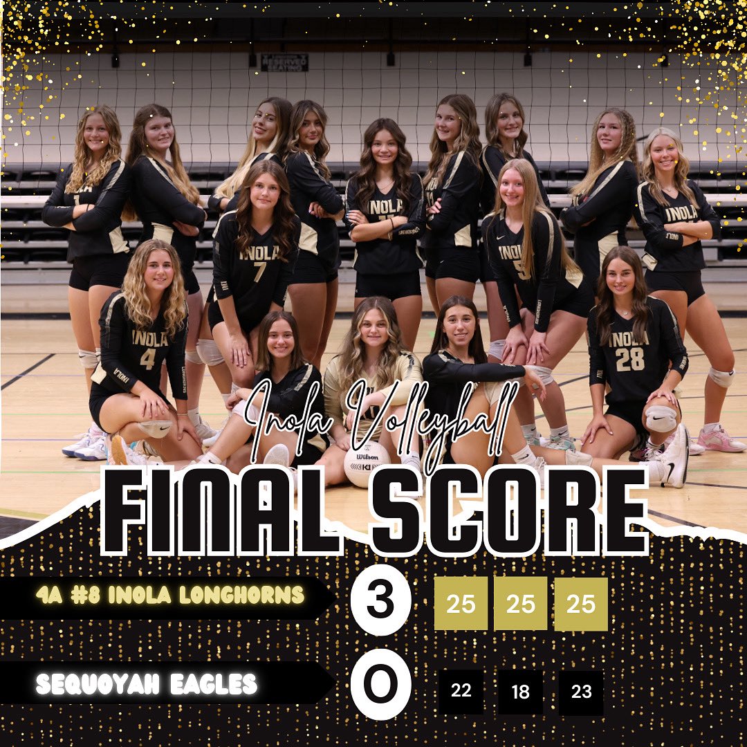 Inola Volleyball is coming home from their trip to Sequoyah with a sweep! 🧹🧹🧹

This bring Inola to a record of 9-3 on the season with a date with 5A #11 Pryor on Thursday! 

#InolaVBFamily | #WeAreInola | #NoShortcutsNoExcuses