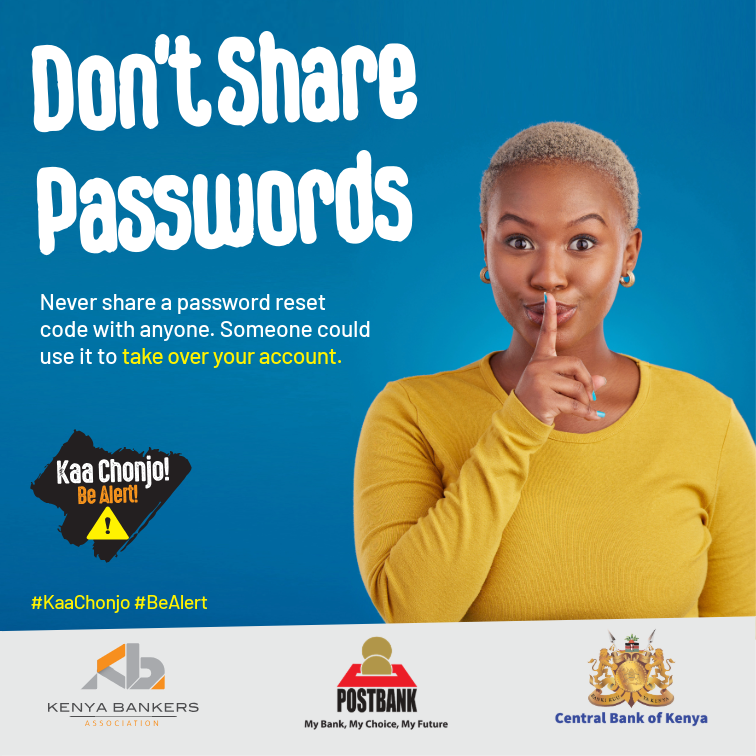 Shhh 🤫 That reset code is not for sharing. Scammers only need it once to wipe you clean! 🚫 #KaaChonjo #BeAlert #SaveNaPostbank