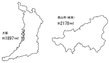 大阪府には136の公立高校がありますが、それより面積の広い高山市には3校しかありません。学校の数は人口で決まり、人口が減れば学校も減ります。