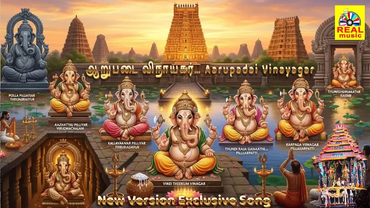 realcinemas2007's tweet image. ஆறுபடை விநாயகர்… Aarupadai Vinayagar | 2025 Exclusive “வேழமுகத்தான்” S.R RAM | DEVOTIONAL ALBUM SONG
youtu.be/UnV8ayb6ceI?si…
#vinayakarchathurthi #happyvinayakar #realcinemas2007 #vinayakar