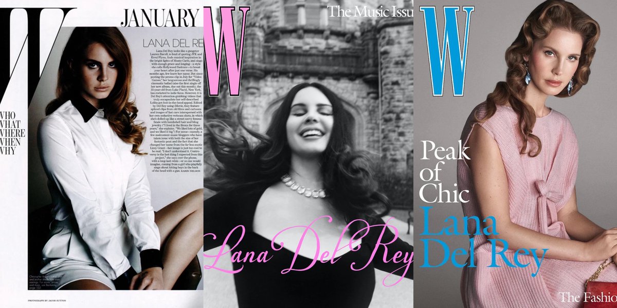 Lana Del Rey for W Magazine over the years (2012, 2022, 2025)