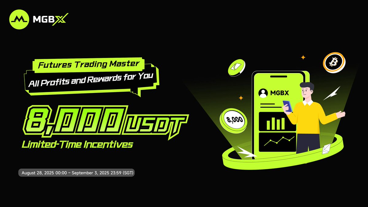 MGBX_EN's tweet image. 🕶#MGBX Future Trading Master!
🎉The challenge is LIVE! Win or lose, you still have a chance to share 8,000 USDT! 🔥
👉Join now: support.mgbx.com/hc/en-gb/artic…
🎁Bonus Rewards
Tell us in the comments: Which KOL do you think is the most skilled in trading? 👇
🏆5 lucky traders will…