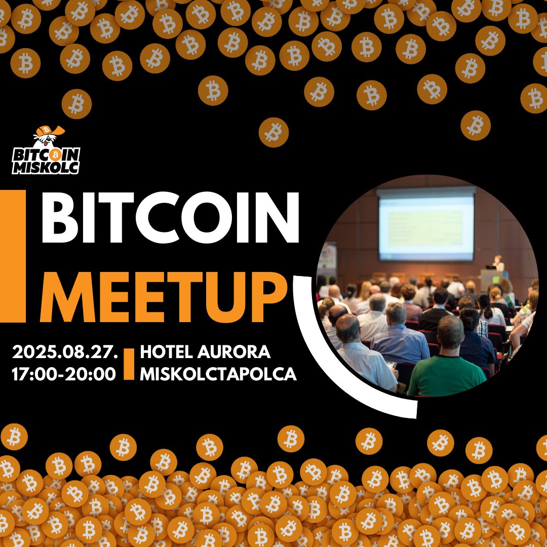 BitcoinMiskolc's tweet photo. 🎉 Ma este Bitcoin Meetup a Hotel Aurorában!

Ha érdekel a Bitcoin világa, kérdéseid vannak, vagy egyszerűen csak szívesen beszélgetnél másokkal, akiket szintén megfogott ez a téma, akkor itt a helyed! 🙌

📍 Helyszín: Hotel Aurora, Miskolctapolca, Fagyöngy utca 2–4
📅 Időpont: Ma, 2025. augusztus 27. (szerda), 17:00–20:00

Vár rád egy oldott hangulatú este, ahol szó lesz a legújabb Bitcoin fejleményekről, megosztjuk egymással a tapasztalatainkat és együtt keressük a válaszokat a felmerülő kérdésekre. 🤝

Ez egy közösségi találkozó, ahol mindenki véleménye számít és minden hozzászólás értékes! 🤗

Az esemény teljesen ingyenes, és minden érdeklődőt szeretettel várunk, akár most ismerkedik a Bitcoinnal, akár már hosszú ideje foglalkozik vele. 🧡

Gyere, kapcsolódj be a beszélgetésbe, és ismerd meg a helyi Bitcoin-közösséget! 👥

👉 https://t.co/yy6JWOYHlv

#BitcoinMiskolc #bitcoinmeetup #miskolc #bitcoin2025 #közösség #pénzügyijövő
