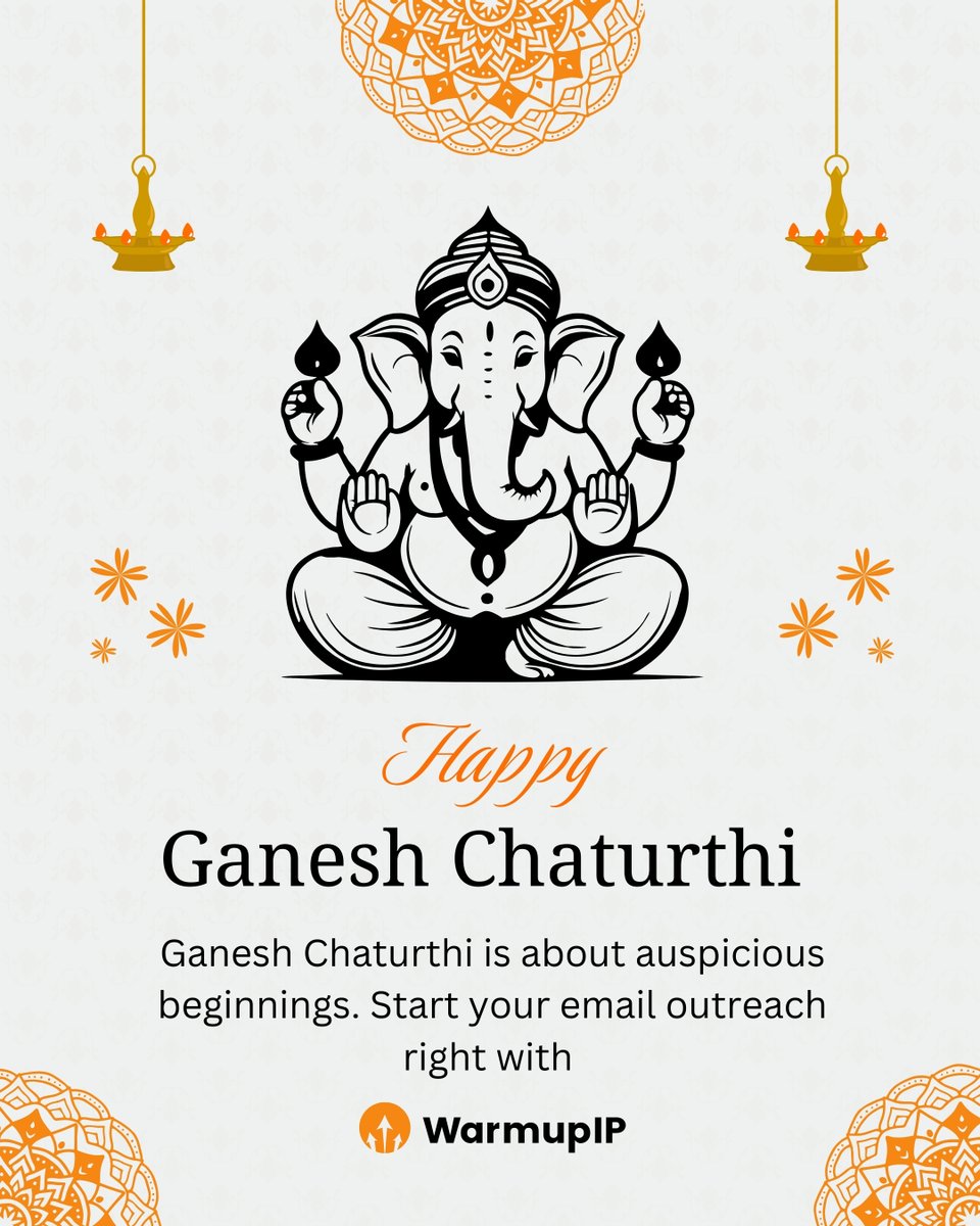 WarmupIP's tweet photo. Obstacles? Ganesha says goodbye to them. 🎉 Let our email strategies do the same for your brand this festive season. #EmailMarketing #Startups #GaneshChaturthi https://t.co/6ClkKzkZTS