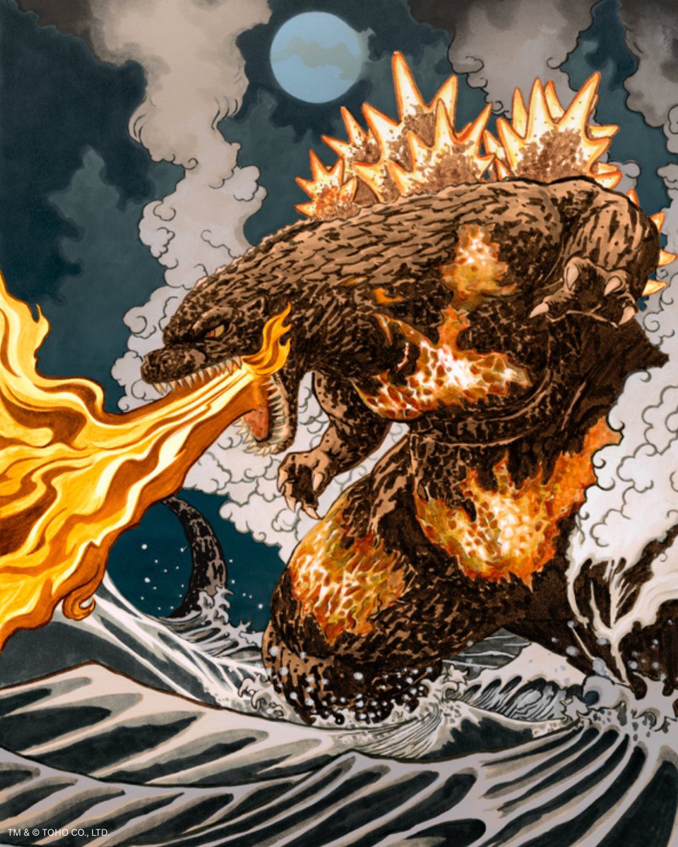 312Studio48's tweet photo. A timeless icon, reimagined by legendary illustrator Mitsuhiro Arita.
We’re proud to unveil this special three-piece collection that blends traditional Japanese art styles including Noh theatre, ukiyo-e, and watercolor with the enduring legacy of Godzilla.
Each piece offers a distinct perspective on the King of the Monsters:
• Burning Godzilla — dynamic and explosive. Look closely and you may spot a tribute longtime Arita fans will recognize
Art by @mitsuhiro_arita
Produced by @dsco_global
Licensed by @godzilla_toho #Godzilla
#MitsuhiroArita #GodzillaArt #GodzillaCollab #Ukiyoe #JapaneseArt #BurningGodzilla #KingGhidorah #DSCO #Godzilla70th #怪獣 #ゴジラ