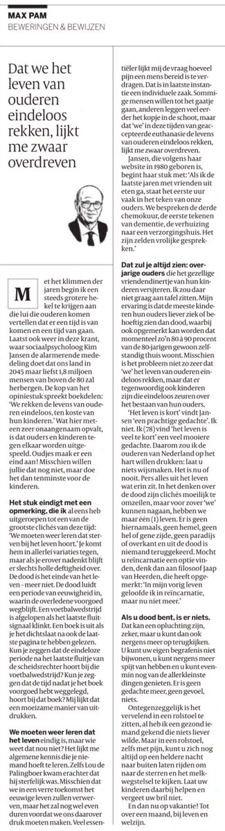 Martin1960's tweet image. “Als u dood bent, is er niets. […] U kunt dan ook nergens meer op terugkijken. U kunt uw eigen begrafenis niet bijwonen, u kunt nergens meer spijt van hebben en u kunt evenmin nog van de allerkleinste dingen genieten. Er is geen gedachte meer, geen gevoel, niets” Max #Pam, #VK
