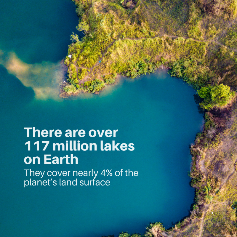UNEP's tweet photo. Today is the first-ever #WorldLakeDay.

Lakes provide 90% of the world’s surface freshwater and support biodiversity, climate stability, and livelihoods.

Yet, many are in crisis.

It’s time to recognize their value and take action to protect them.