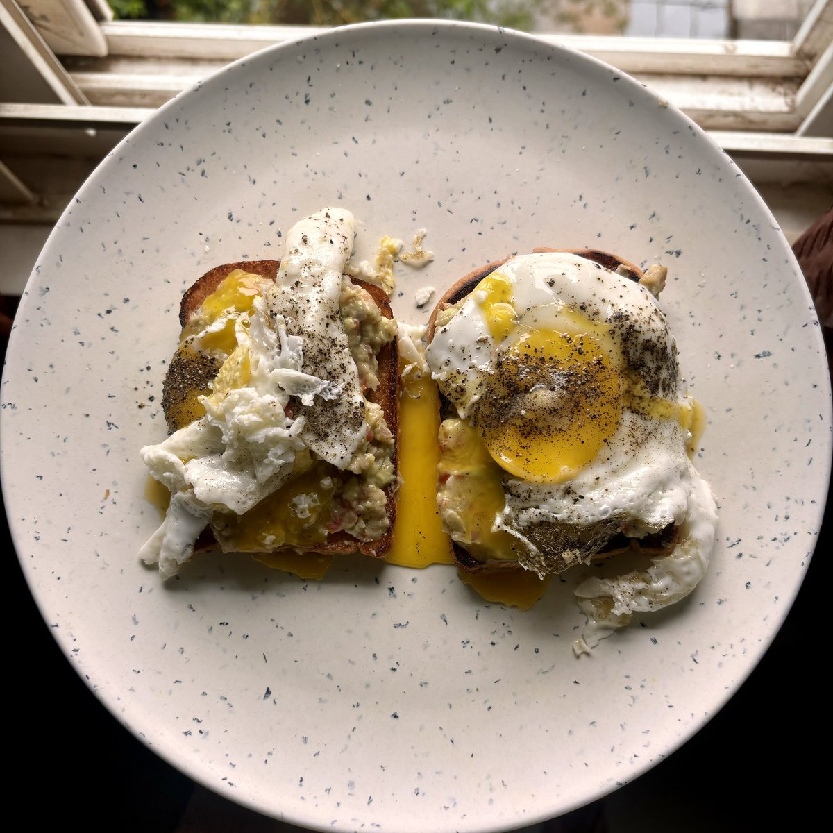 tharunanandh's tweet image. this motivated me to do some runny bunny guac toast