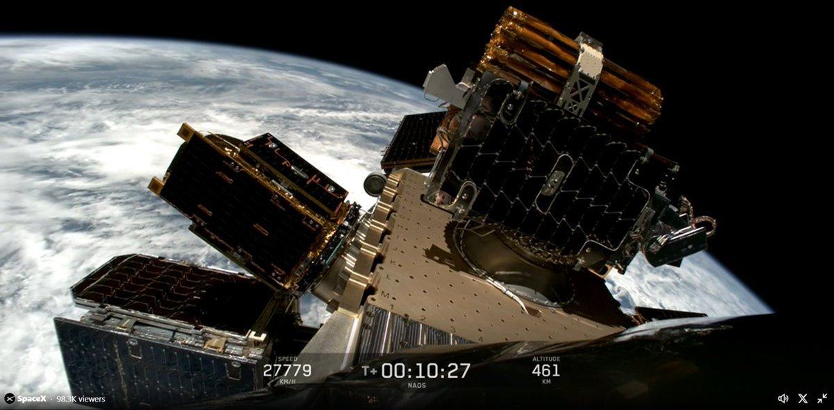 RevesdEspace's tweet image. 🚀 #Falcon9 a placé sur orbite mardi soir 8 charges utiles :
- #NAOS, satellite luxembourgeois de reconnaissance militaire
- 7 satellites pour l'observation de la Terre : 2 Pelican de Planet, Acadia (SAR) de Capella Space, 3 Firefly de Pixxel et LEAP-1 indo-australien