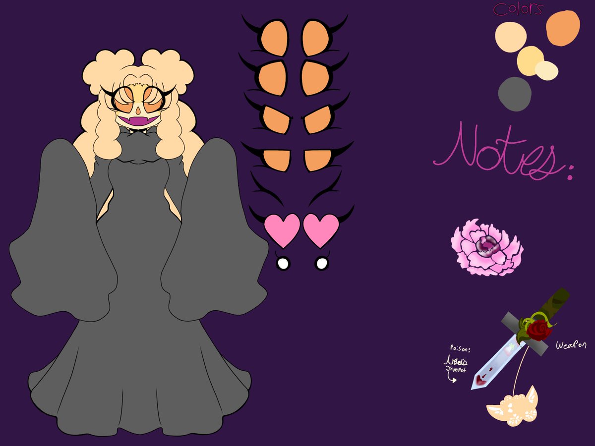 Here's my sona ref sheet 
Managed to add lil notes and eye expressions 

I feel proud of this now