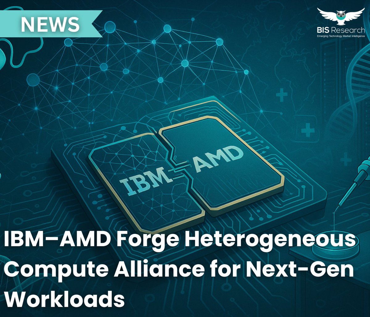 BISResearch's tweet image. IBM and @AMD form a strategic alliance combining CPUs, GPUs &amp;amp; FPGAs in heterogeneous compute platforms boosting open-source performance for drug discovery, climate modeling &amp;amp; advanced scientific workloads. @IBM 

#IBM #AMD #IBMDataAI #HPC #GPUs #OpenSource #AI #DataCenters #news