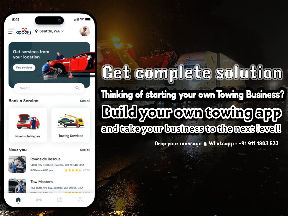 appokinfolabs2's tweet photo. “Build your own towing app today—get bookings, grow your team, boost your business!”
https://t.co/eCBQZhCkfV https://t.co/78qRkpRXQs