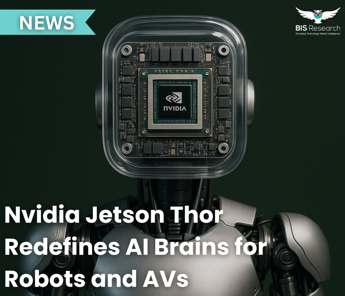 Nvidia launches Jetson Thor a #Robotics AI module powered by Blackwell #GPUs delivering 7× compute, 3× speed &amp; advanced sensor fusion for #HumanoidRobots &amp; #AutonomousVehicles .

#nvidiarobotics #jetsons #BlackwellonGFN #Robotics    #Autonomys #EdgeAI #edgecomputing #AIoT #ISAAC
