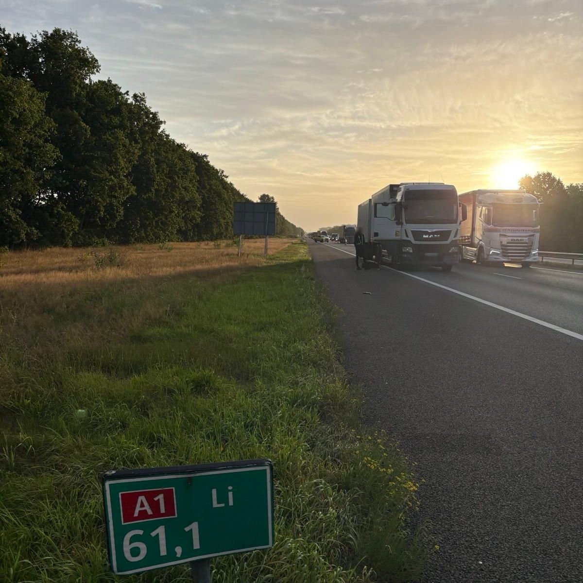 Verkeershinder door vrachtwagen met pech op A1