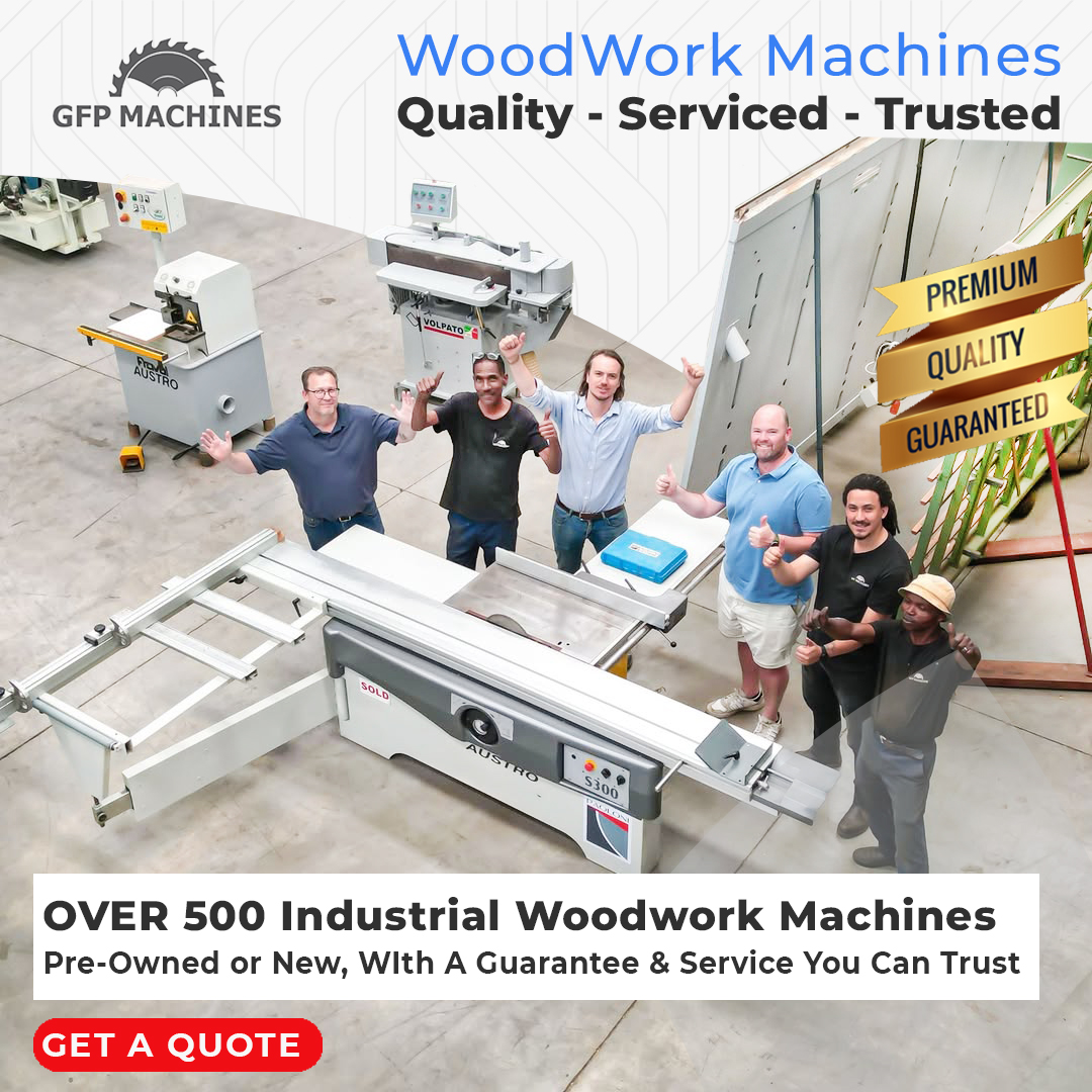 Pre-owned &amp; New woodwork machines. Reliable, Fully Serviced and Quality Brands you know and trust. Available for immediate delivery through Africa within 7 days.

Get woodworking machines you can trust .

Talk to our sales team today

gfpmachines.com