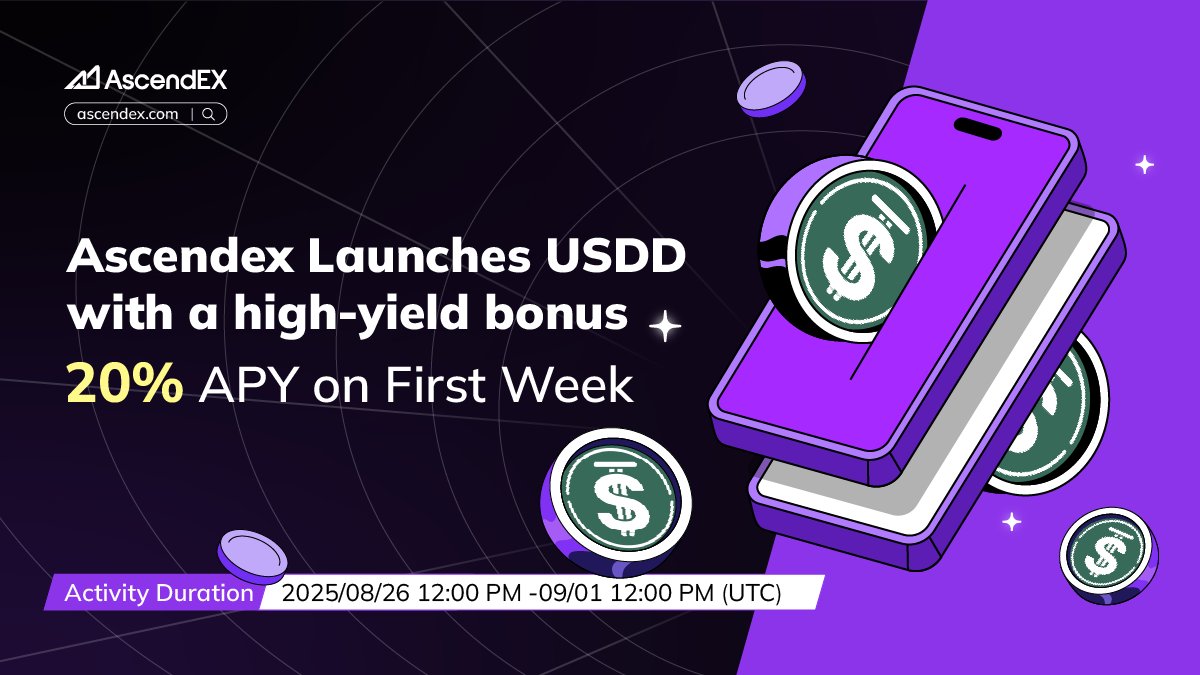WFirehouse96651's tweet photo. High-yield meets stability 🌐
Stake USDD on #AscendEX and earn up to 20% APY in Week 1

Aug 26, 12PM – Sep 1, 12PM (UTC)
🔗 https://t.co/0y37lpXVxl…

🔗 https://t.co/KmIPOe54uq

#Stablecoins #CryptoEarn https://t.co/DIgs6LFNYw